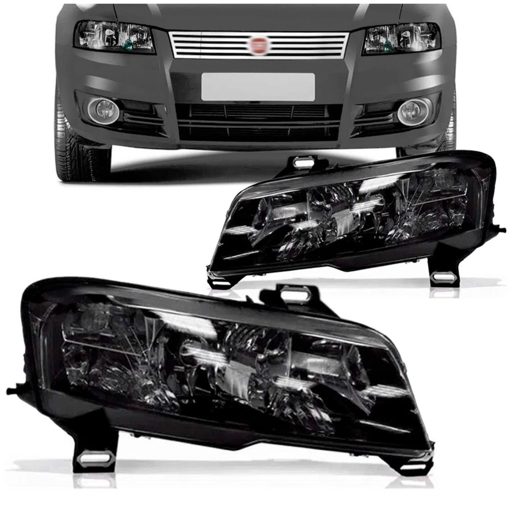 Farol Stilo  2001 a 2007 C/ Moldura Fumê C/ Auxiliar  Elétrico Plug Quadrado em Oferta na Shopee