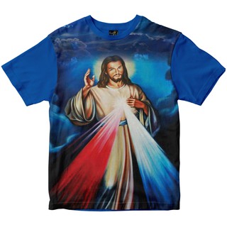 Camiseta Jesus Misericordioso Rainha do Brasil azul