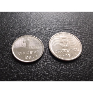 Moedas de 1 e 5 Cruzeiros FAO de 1985 FC