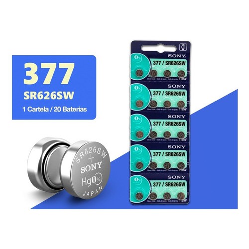 Cartela C/ 20 Baterias Originais Sr626sw 377 MURATA