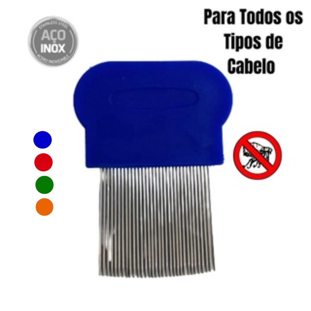Pente Fino Extrator De Piolho E Lendeas AK Aço Inox Exterminador Azul