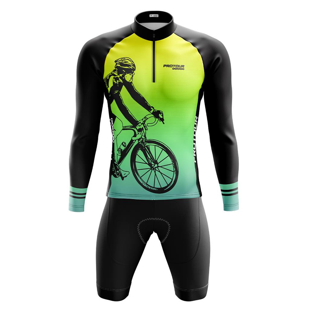 Conjunto Masculino Ciclismo Mountain bike ProTour Degrade Forro em espuma