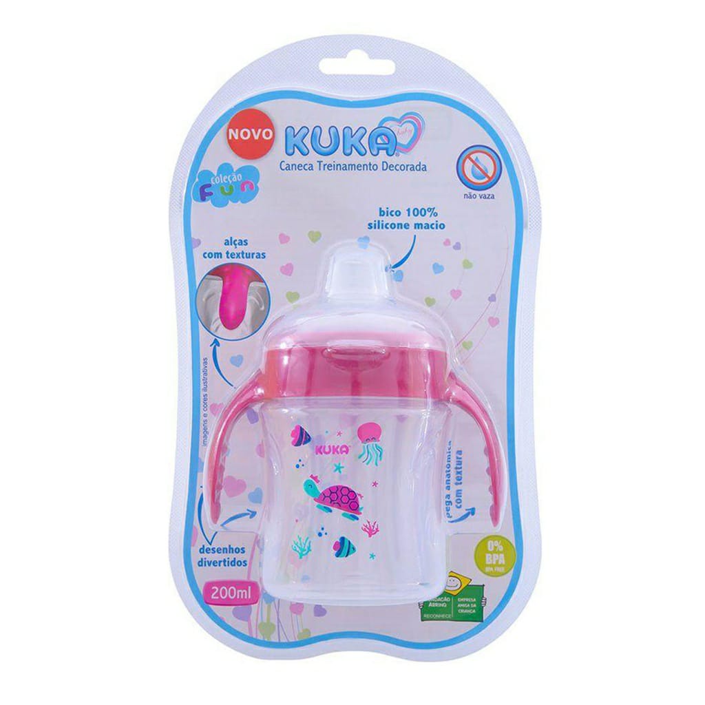 Caneca Treinamento Transição Bico de Silicone com Alça Kuka 200ml