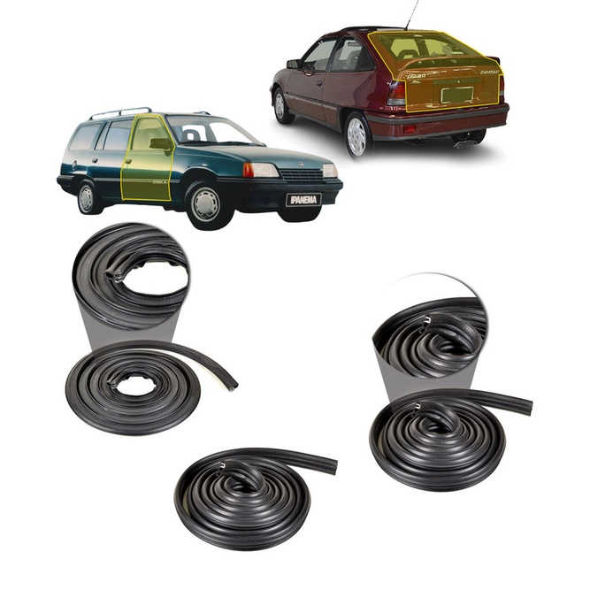 KIT Borrachas Completo Vedação das 2 Portas e 1 Porta Malas Kadett e Ipanema 1989 1990 1991 1992 1993 1994 1995 1996 1997 1998