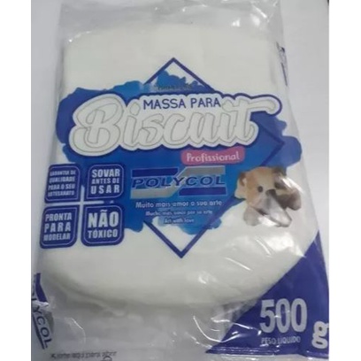 massa de biscuit polycol 500g em Oferta na Shopee