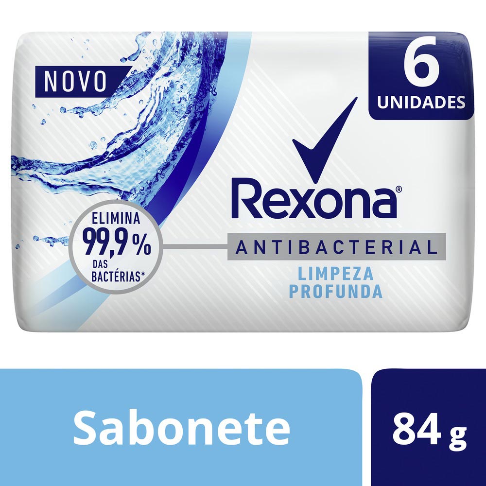 Kit com 6 Sabonetes Rexona Antibacteriano - 84g cada unidade