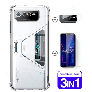 1to3 Estojo Macio + Vidro Temperado Para Asus ROG Phone6 Phone 6 Pro Rogphone 6Pro Rogphone6 5G Filme Protetor De Tela De 6,78 "
