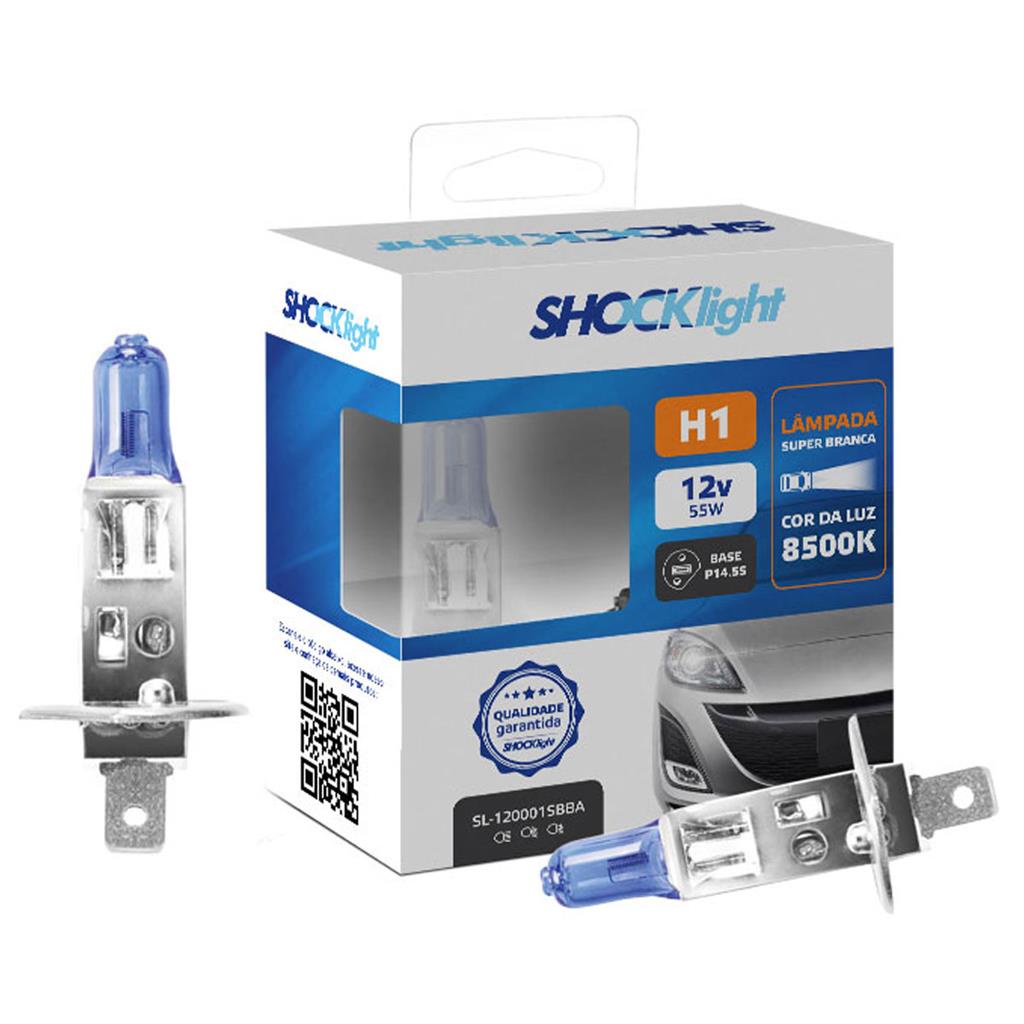 Par Lampadas Super Branca H1 55w 8500k 12v Shocklight