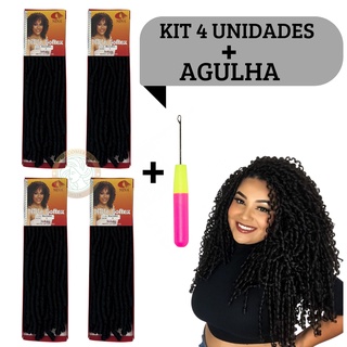 kit 4 cabelo nina softex crochet braid + agulha