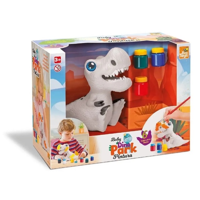 Dinossauro Para Pintar Baby Dino Park Com Tinta Guache Lavável Bee Toys