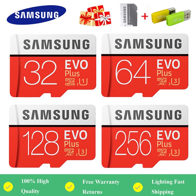 Cartão De Memória Samsung Evo Plus 512GB 95MB/s Velocidade De Leitura Micro SD C10 U3 Card SDXC 32GB/64GB/128GB/256GB