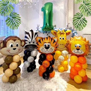 1 Conjunto De Balões De Aniversário Safari Selvagem Uma Selva Animal Folha Bolas De Hélio Para Decorações Da Festa Do Chuveiro De Bebê 36 " Em Massahead