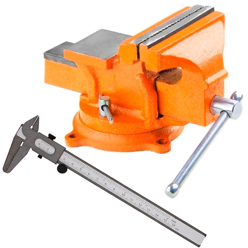 Morsa Torno de Bancada N° 4 com Base Giratória SPARTA + Paquímetro de Aço 6 POL 150 MM WESTERN - Home & Living