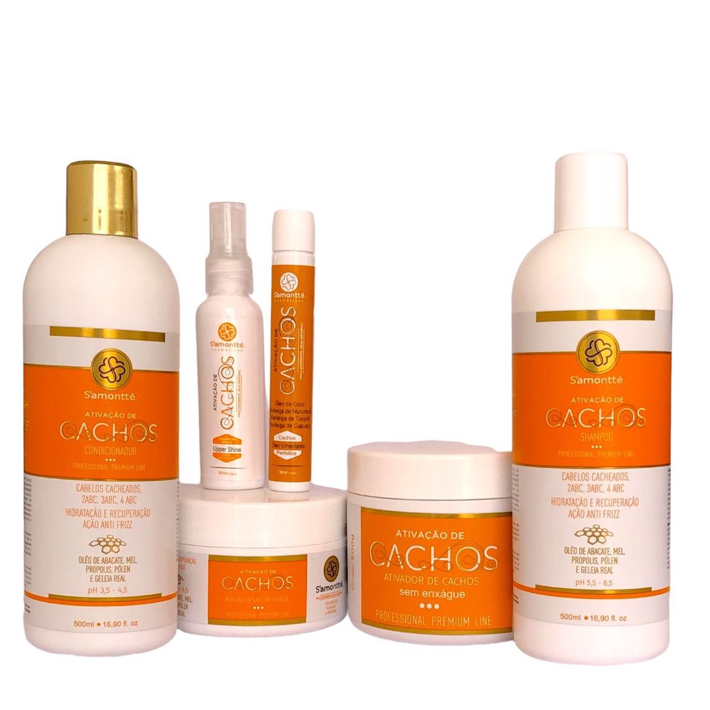 Kit Ativador de Cachos Com 6 Produtos Samontte Pronta Entrega