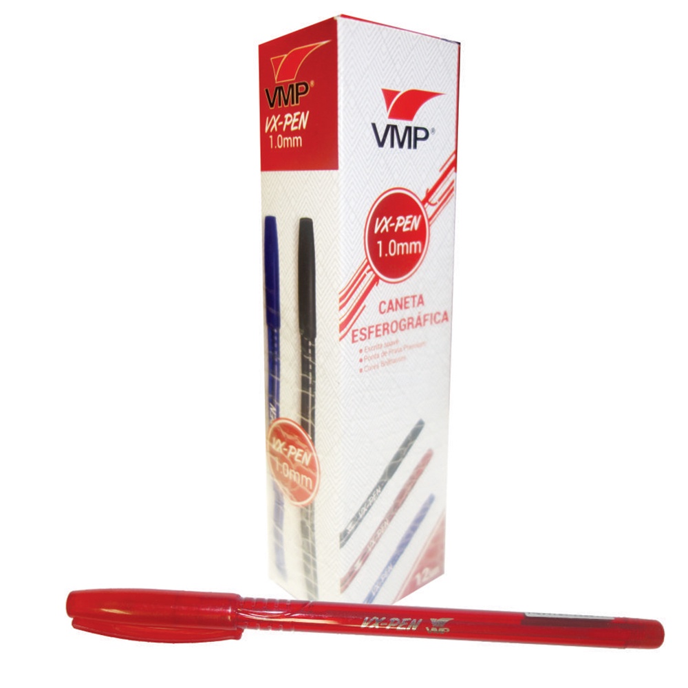 Caneta Esferográfica 1mm 12un Vermelho Revenda Atacado VMP