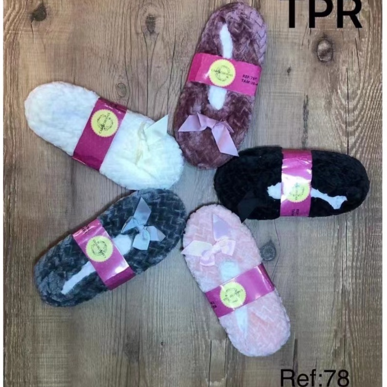Pantufa sapato adulto feminina lisa com LACO pelinho dentro super quente/Chinelo pantufa feminina/REF:78