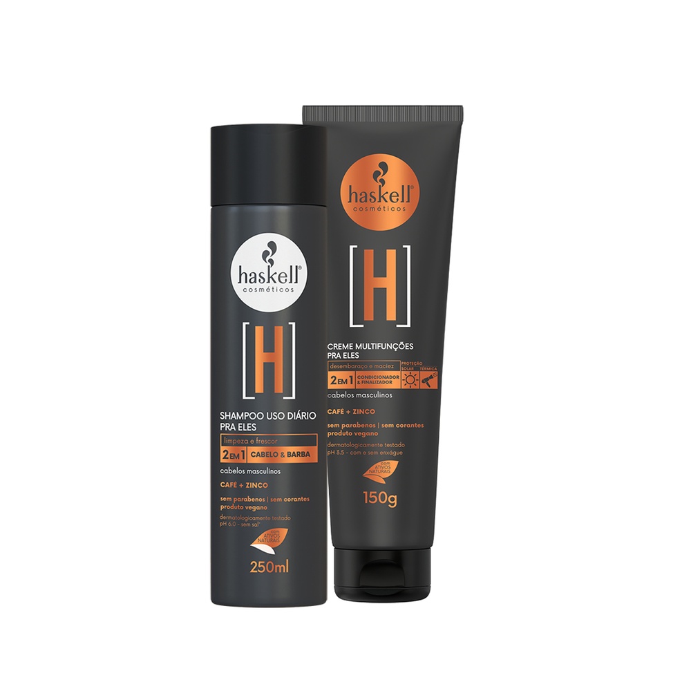 Kit Haskell H Shampoo Cabelo e Barba e Creme Multifunções