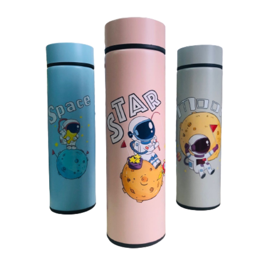 Garrafa Térmica de Aço Display Led com Temperatura Estampa Astronauta 500ml