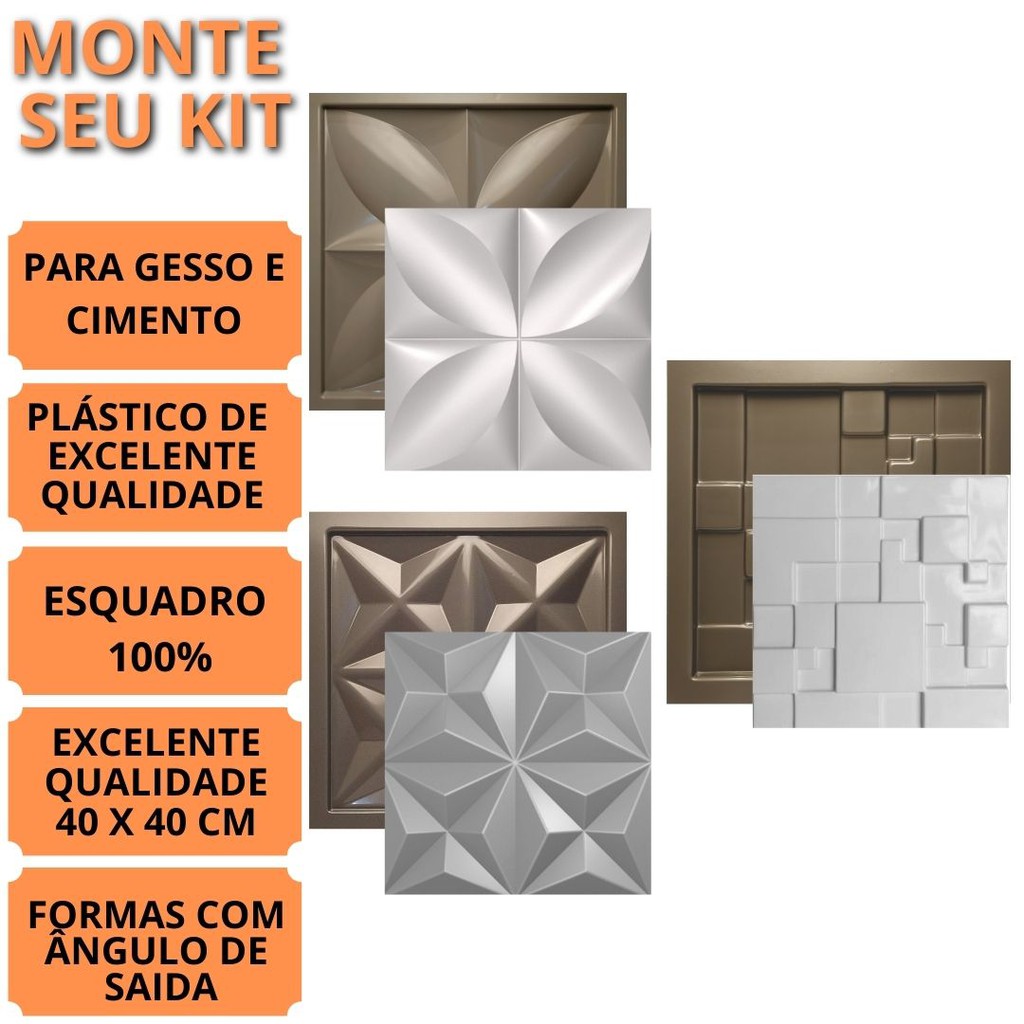 3 Formas Para Gesso 3D Dunas Floral Canjiquinha 40x40