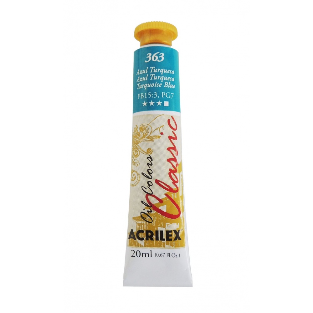 Tinta a Oleo Azul Turquesa 363 - Acrilex 20 ml