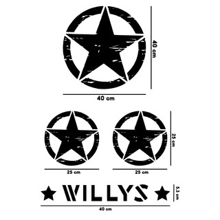 Kit 5 Adesivos Estrelas Militares e Willys - Jeep Renegade