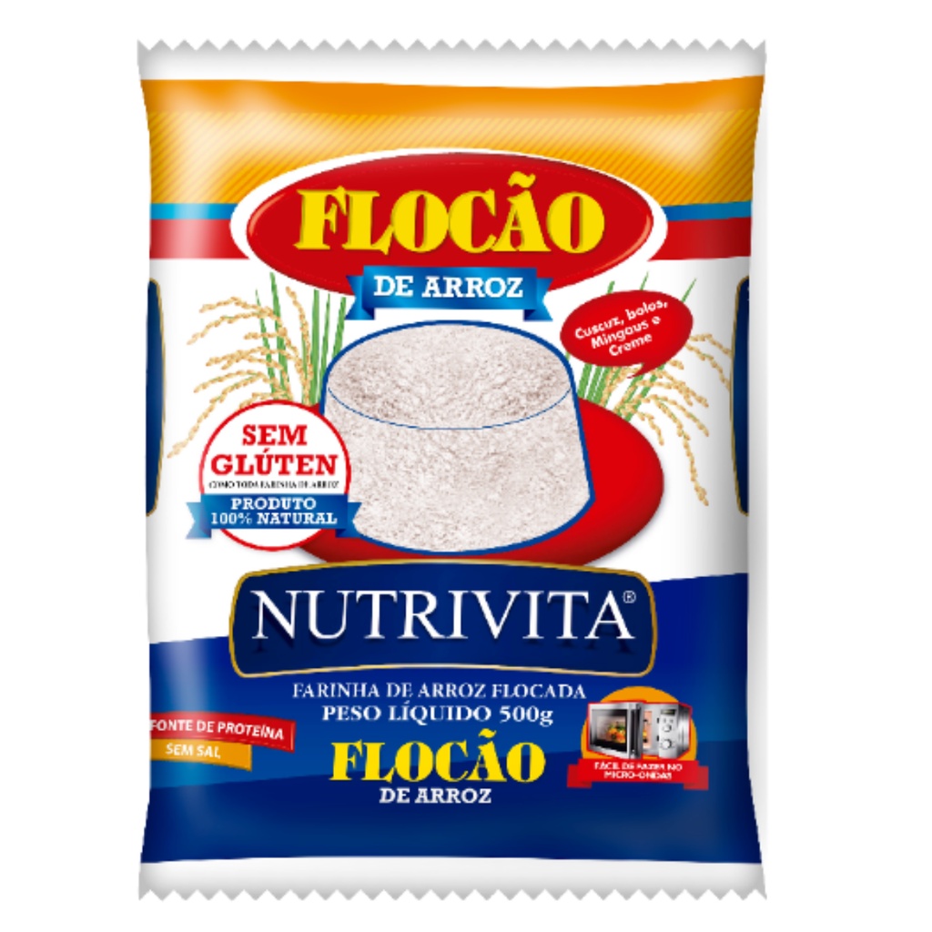 Kit com 4 Flocão de arroz 500g - zero glúten - zabelê naturais em Oferta na Shopee