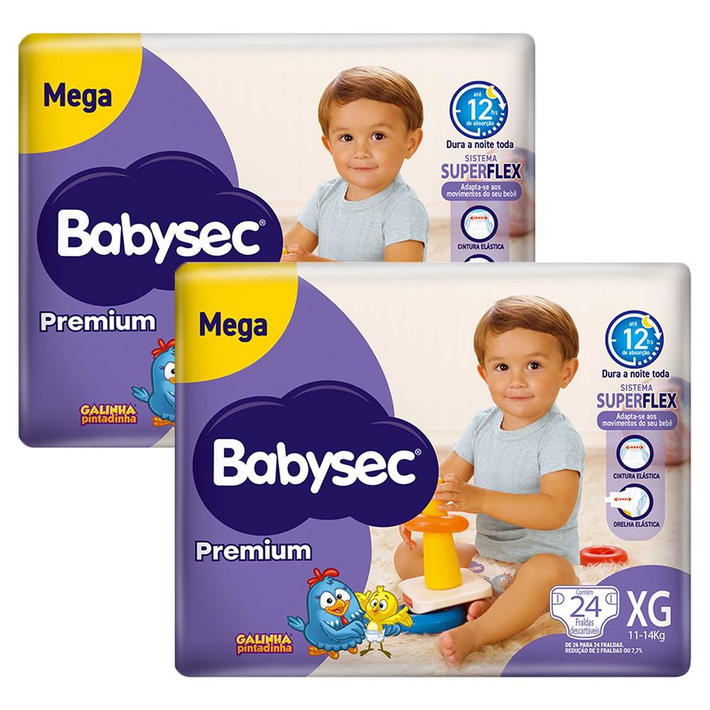 Kit 2 Fraldas Babysec Galinha Pintadinha Premium Tamanho XG 24 unidades cada