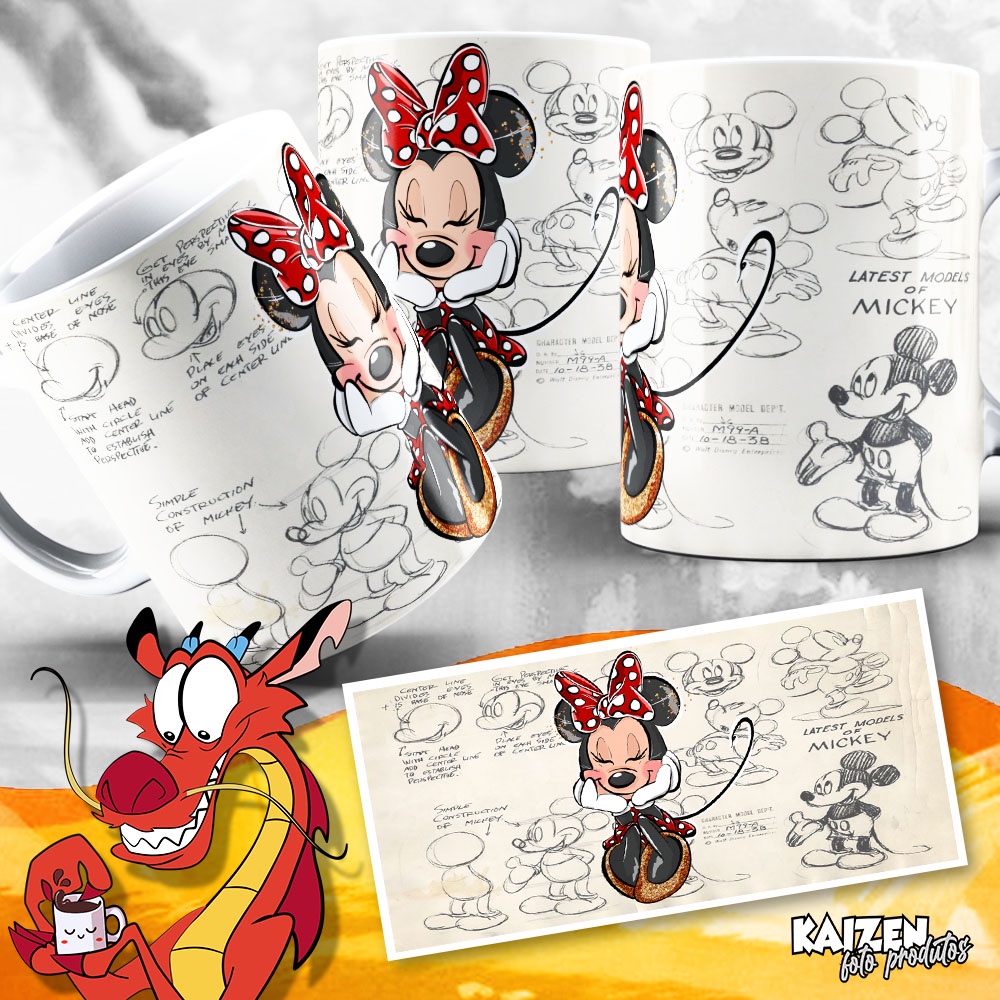 Caneca - Mickey e Amigos - Disney Personagens - Cerâmica (Minnie, Margarida, Pluto, Pato Donald)