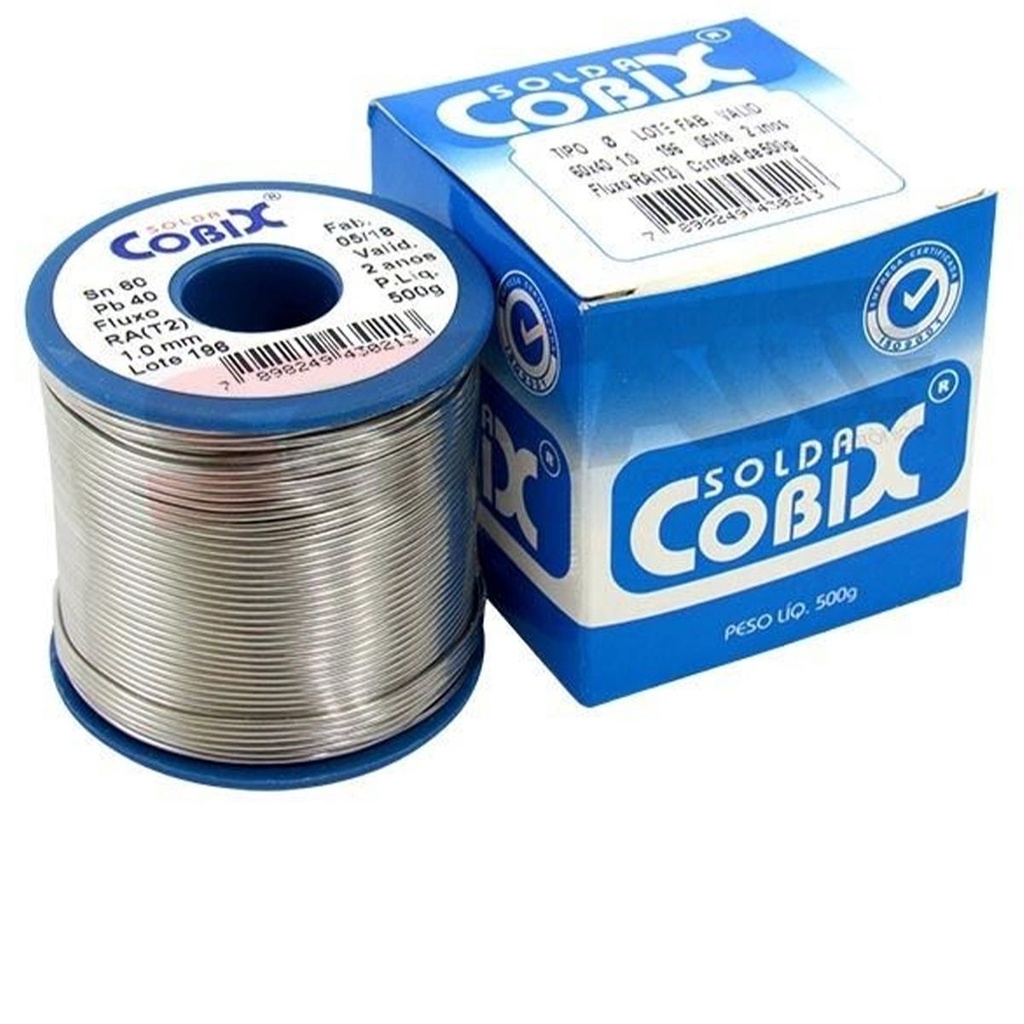 Solda Estanho 60x40 1mm C/ Fluxo Ra (T2) Rolo 500g Cobix - Home & Living