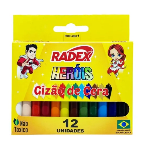Gizão de Cera 12 Cores Radex Heróis