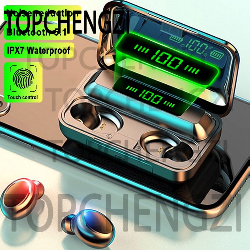 TOPCHENGZI F9-5C Fones De Ouvido Bluetooth 5.0 TWS Estéreo HiFi Esportivo Sem Fio Para iOS Android