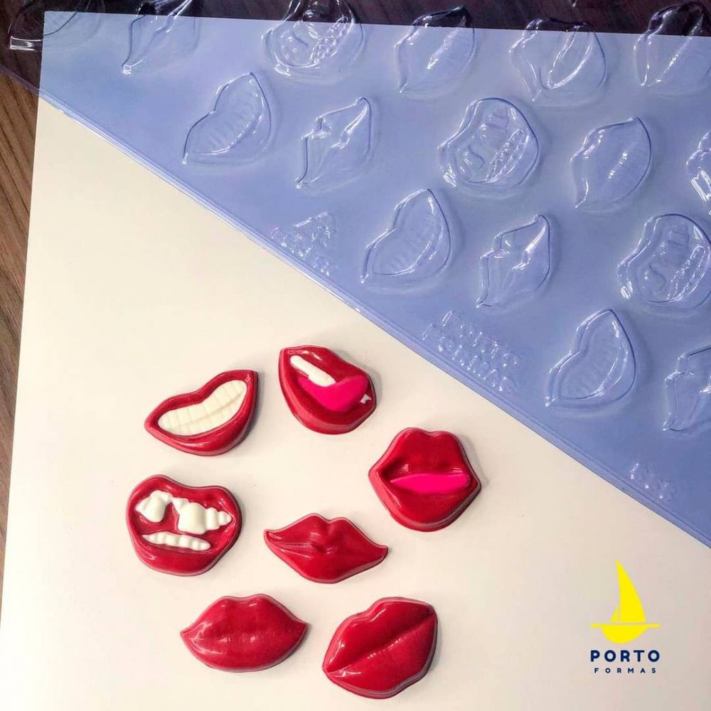 Forma Placa De Modelagem Para Chocolate Des Festas, Decoração e Confeitaria BOCAS - CÓD P868 em Oferta na Shopee