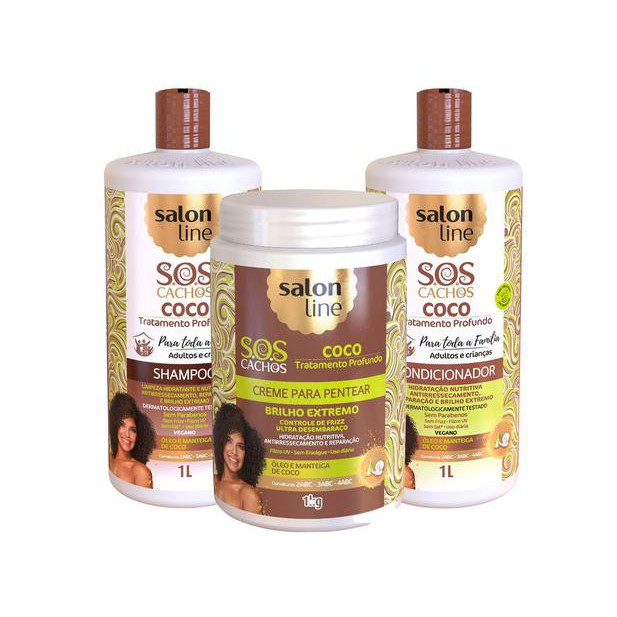 Kit Sos Cachos Coco Creme De Pentear 1kg Salon Line Shopee Brasil
