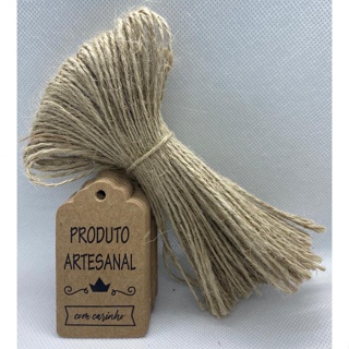 100 Tag Produto Artesanal Com Carinho Cordão De Sisal Incluso em Oferta na Shopee
