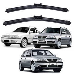 Par Palhetas Limpador Para-brisa Silicone Volkswagen Gol Parati Saveiro G3 Kit
