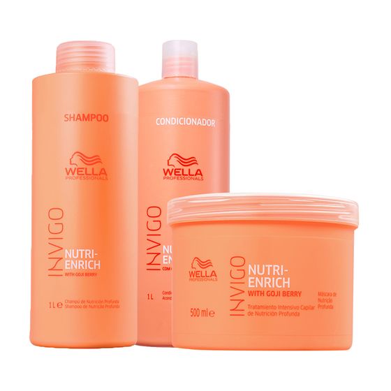 Kit Wella Nutri Enrich Shampoo E Condicionador 1 Litro Cada E Mascara ...