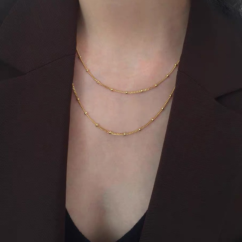 Detalhes do Vnox Choker Necklace Gold Necklace for Women Beaded Curb Chain Gold Choker Layering Womens Necklaces Simple Chokers