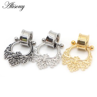 Alisouy 2pcs Parafuso De Aço Inoxidável Túneis De Orelha Em Tampões Flare Flesh Fit Expansão De Brincos Medidores Jóias Esticadas Piercing