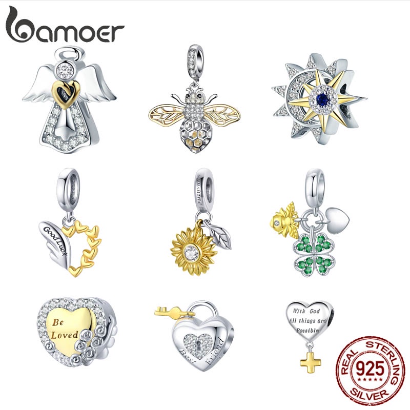 Contas Bamoer 925 Prata Coração Estrela Fruta Pingentes Animal Para Colar Encantadores Pulseiras Faça Você Mesmo Presente SCC1343 em Oferta na Shopee