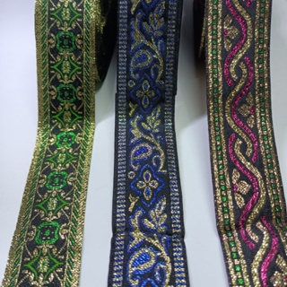 1 Metro Fita Grega Galão Ponto Russo Dourada Floral em Oferta na Shopee