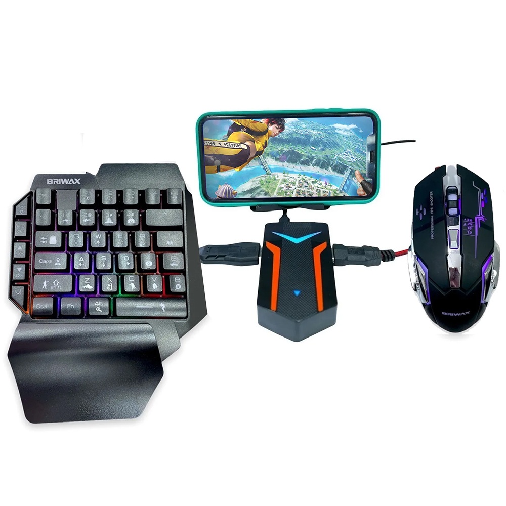 Kit Gamer Celular Teclado Mouse Led Conversor Bluetooth | Shopee Brasil