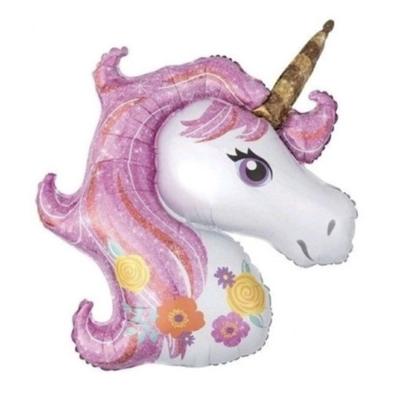 Balão Unicórnio Rosa metalizado ideal para decorações de aniversário