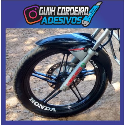 Kit 8 Adesivos de Roda, Aro, Moto Honda, Cg, Biz, Pop, Fan, twister, pop100 Roda raiada, roda de liga leve