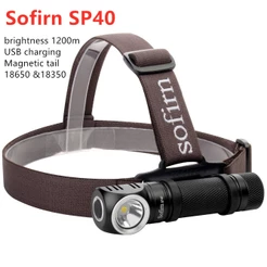 Lanterna LED Sofirn SP40 XPL 1200lm USB Recarregável Farol À Prova D'água Alimentado Por 18650/18350 4 Modos