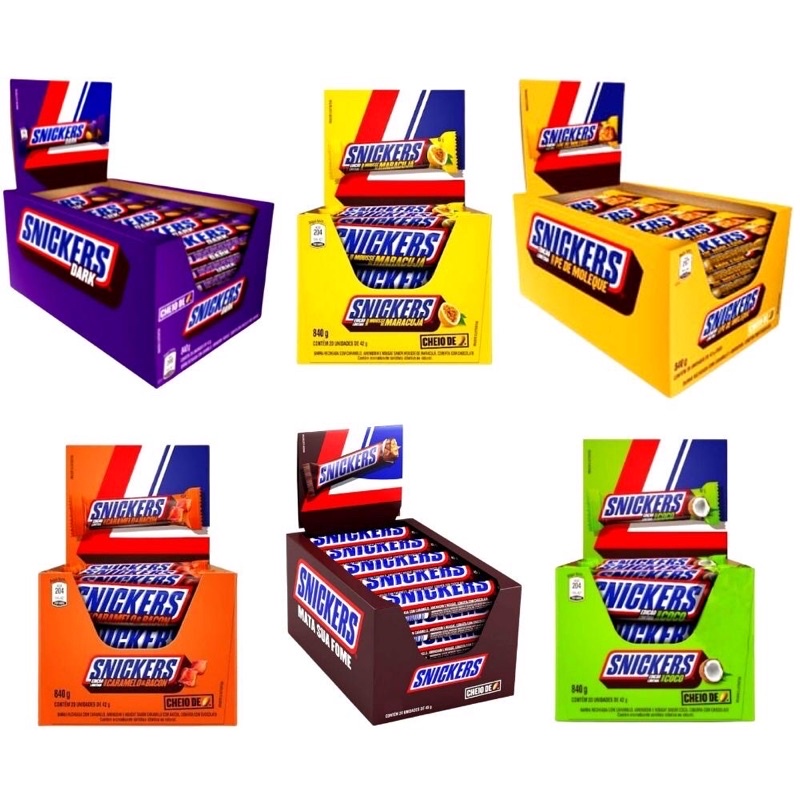 Chocolate Snickers caixa com 20 unidades de 45g - 900g - Escorrega o Preço