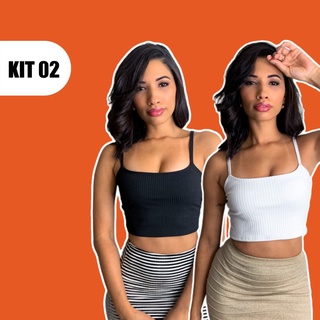 KIT 2: Top Alcinha Canelado - Várias Combinações