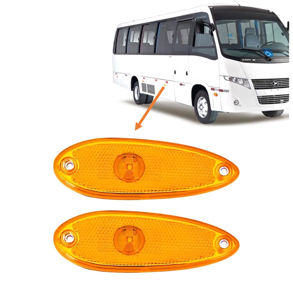 2 Lanterna Lateral Posição 1 LED AM 24V - Peixinho Universal - Ônibus Caio / Mascarello / Marcopolo