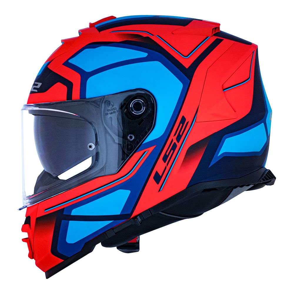 Spada Storm rosto completo motocicleta Moto Capacete-Matt Preto/Azul/Fluo 