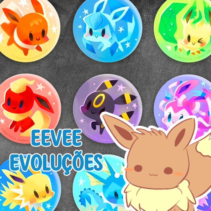 Botton Pokémon Eevee evoluções 4,5cm broche alfinete