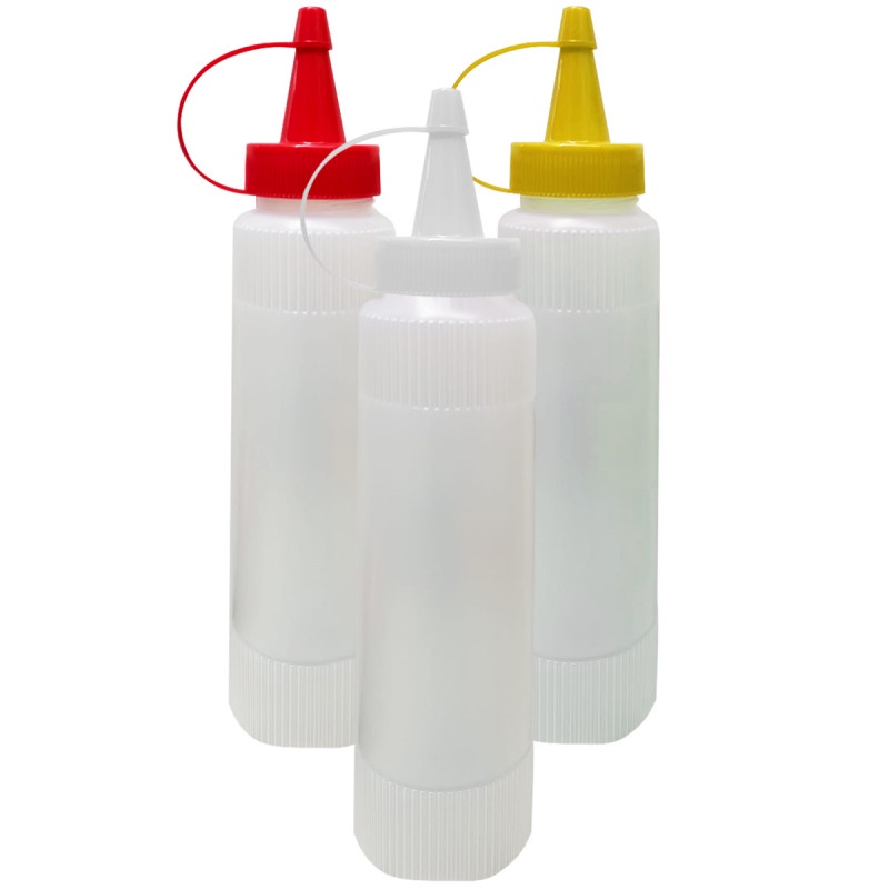 Bisnaga Dispenser Transparente para Molhos - 400ml (Catchup, Mostarda, Maionese)